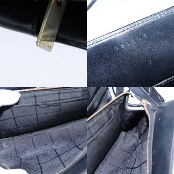 CELINE Macadam Canvas Shoulder Bag Pvc Leather Black - Picture 11 of 12